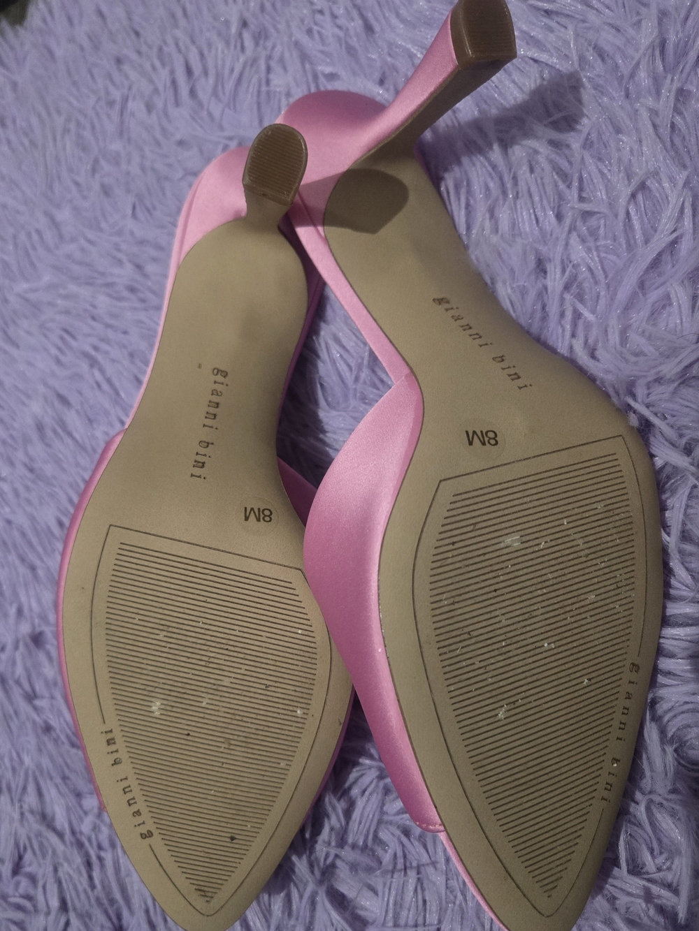 Gianni Bini Pink Open-Toe Mules with Red Cherry Accent - Picture 2 of 3